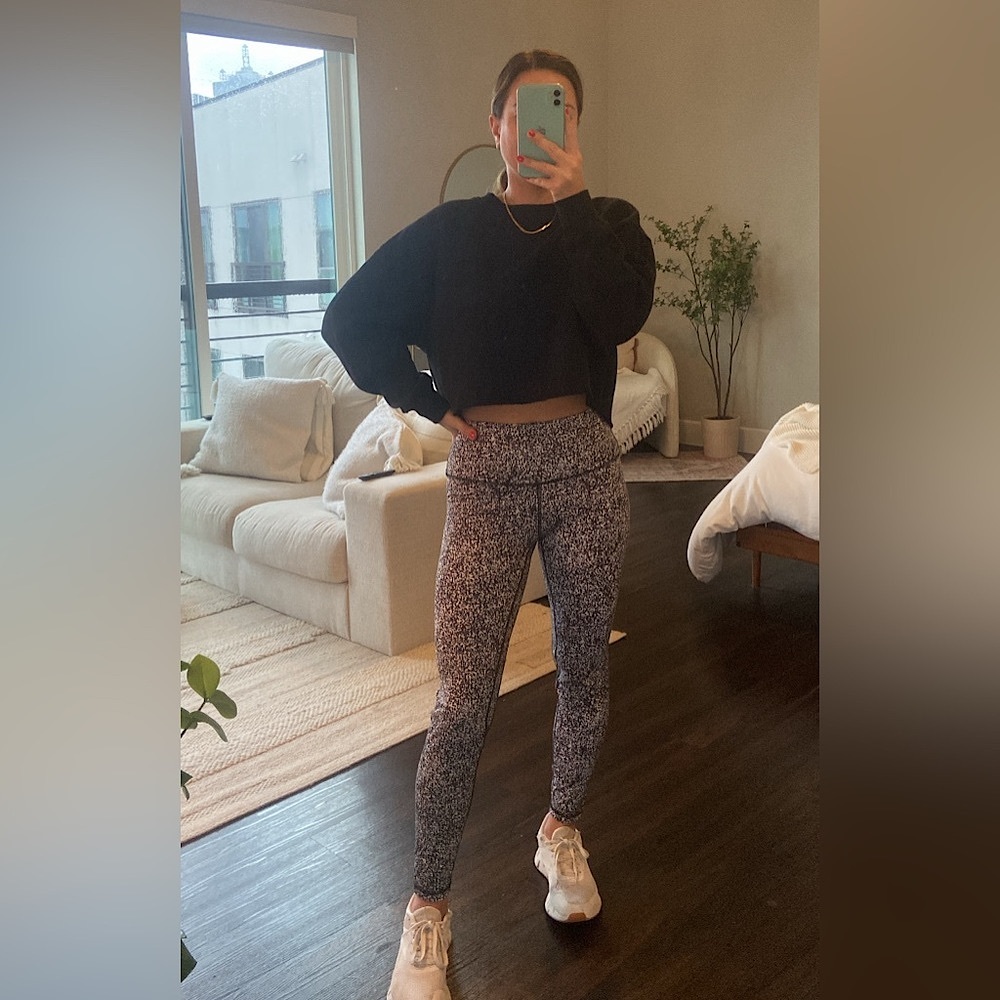 Lululemon Wunder Under Leggings High Rise Splatter Black and White